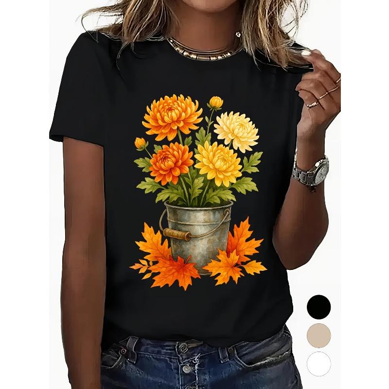 Women Vintage Round Neck Short Sleeve T-Shirt Black White Floral Print Orange Yellow Daisies Bucket Design Breathable All-Season Casual Elegant 4XL чорний
Women Vintage Round Neck Short Sleeve T-Shirt Black White Floral Print Orange Yellow Daisies Bucket Design Breathable All-Season Casual Elegant 4XL чорний