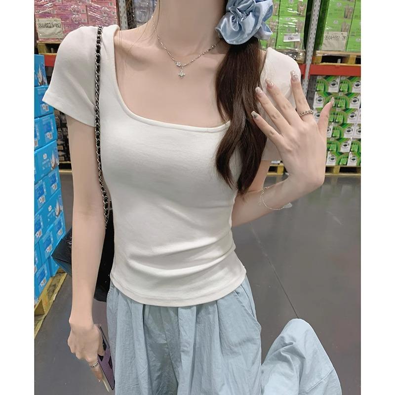 Французская женская летняя короткая облегающая футболка в стиле BM с большим U-образным вырезом, однотонная универсальная футболка с короткими рукавами и эффектом отбеливания допамина XL
Французская женская летняя короткая облегающая футболка в стиле BM с большим U-образным вырезом, однотонная универсальная футболка с короткими рукавами и эффектом отбеливания допамина XL