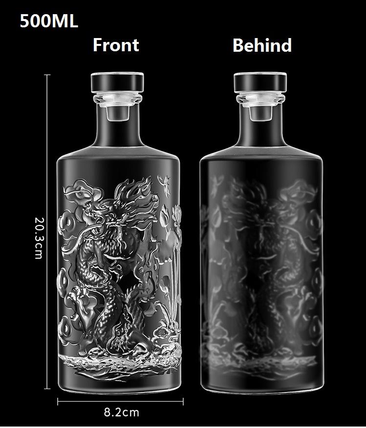 Розкішна порожня винна пляшка Новий рельєфний візерунок дракона Пляшка високого класу з прозорого скла для вина 500ml
Розкішна порожня винна пляшка Новий рельєфний візерунок дракона Пляшка високого класу з прозорого скла для вина 500ml