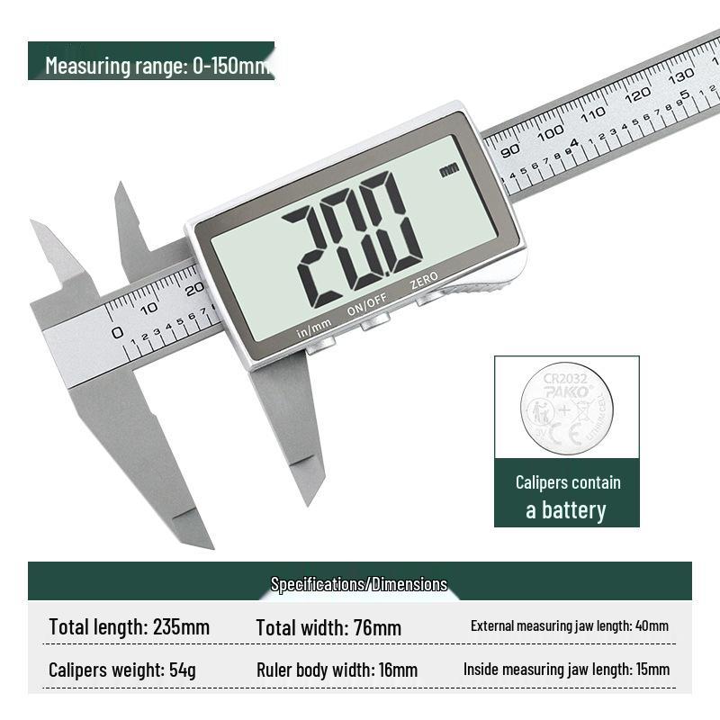 Jewelry & Antiques 0-150mm Digital Vernier Caliper with Large Screen for Precise Measurements
Jewelry & Antiques 0-150mm Digital Vernier Caliper with Large Screen for Precise Measurements