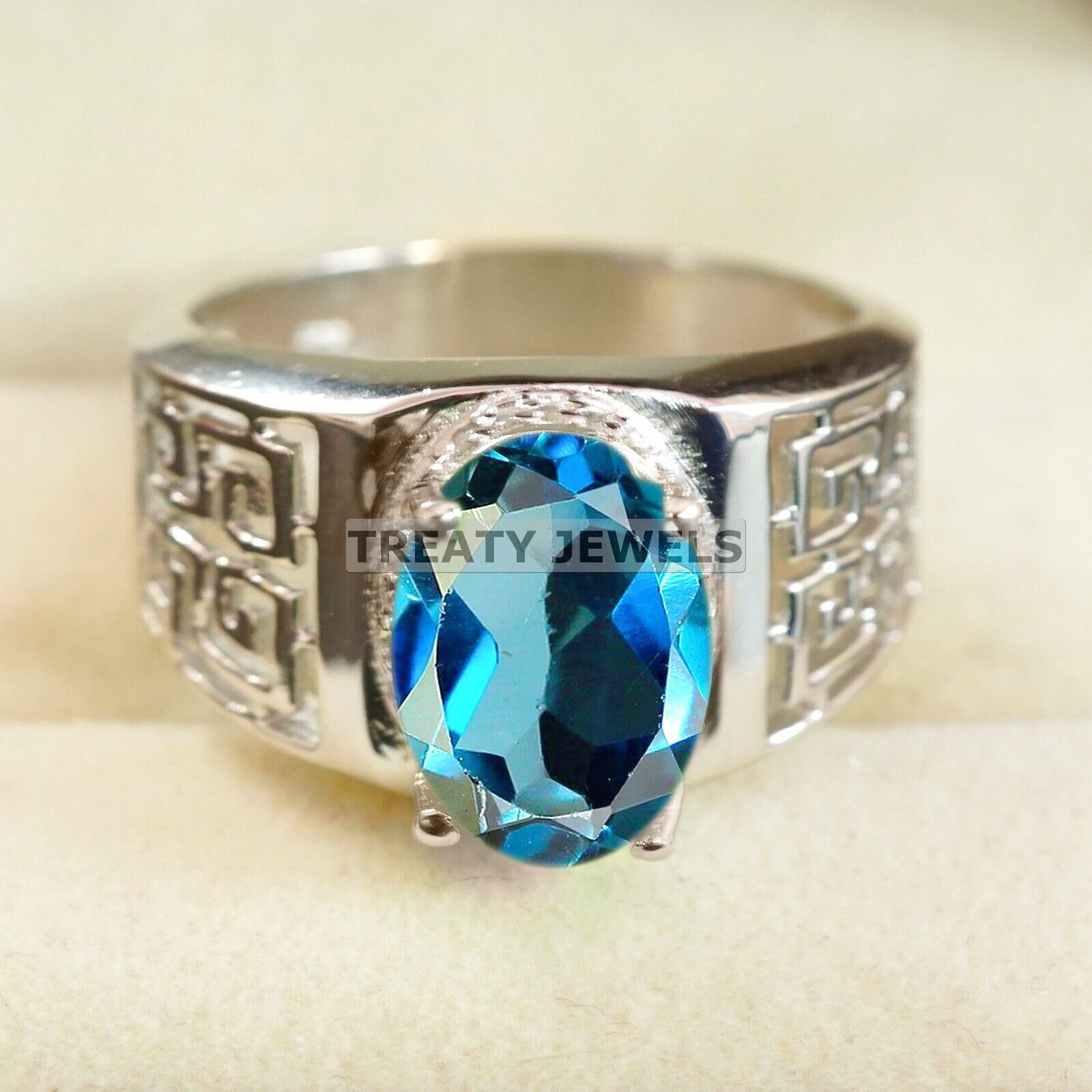 London Blue Topaz Oval Gemstone With 925 Sterling Silver Ring For Men s #B223 JL375675960136 4-16 US срібний
London Blue Topaz Oval Gemstone With 925 Sterling Silver Ring For Men s #B223 JL375675960136 4-16 US срібний