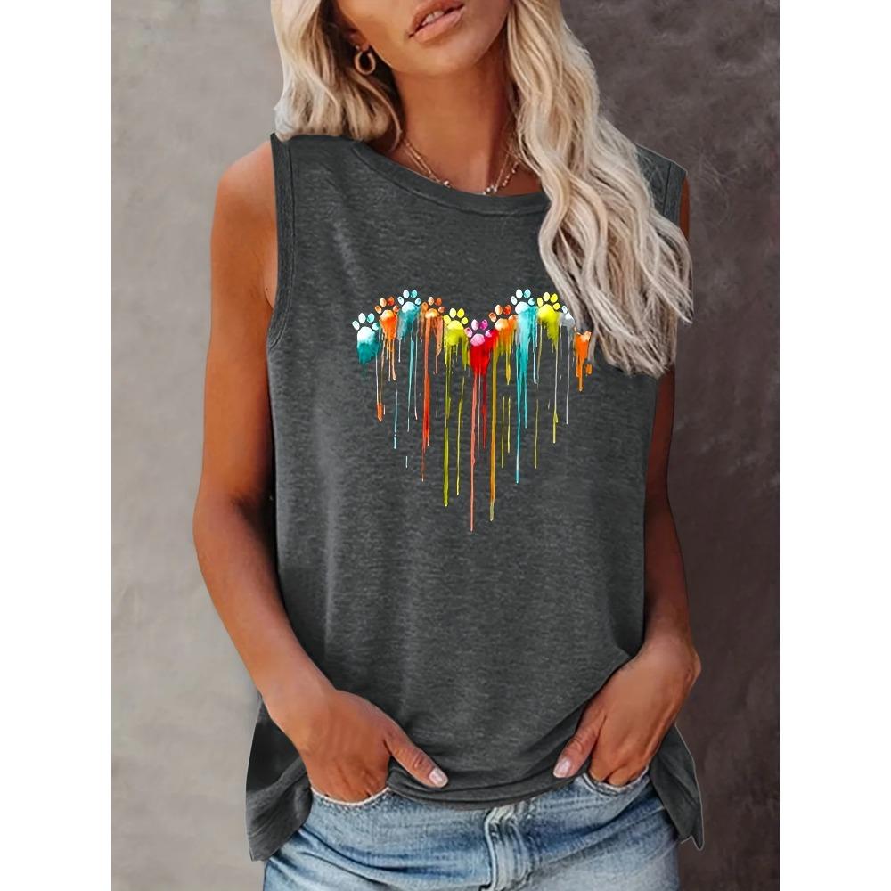 Colorful Paw Print Crew Neck Tank Top, Casual Sleeveless Top For Summer, Women s Clothing XL
Colorful Paw Print Crew Neck Tank Top, Casual Sleeveless Top For Summer, Women s Clothing XL