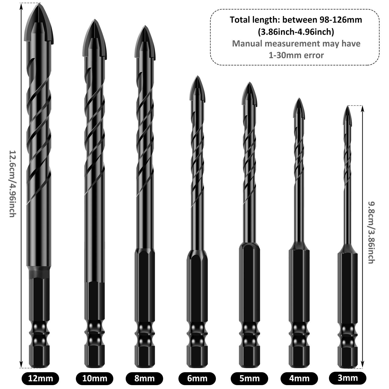 7pcs Cross Hex Tile Drill Bits 3-12mm Glass Concrete Ceramic Hole Opener Drill Bit Tungsten Carbide Drilling Tools Woodworking
7pcs Cross Hex Tile Drill Bits 3-12mm Glass Concrete Ceramic Hole Opener Drill Bit Tungsten Carbide Drilling Tools Woodworking