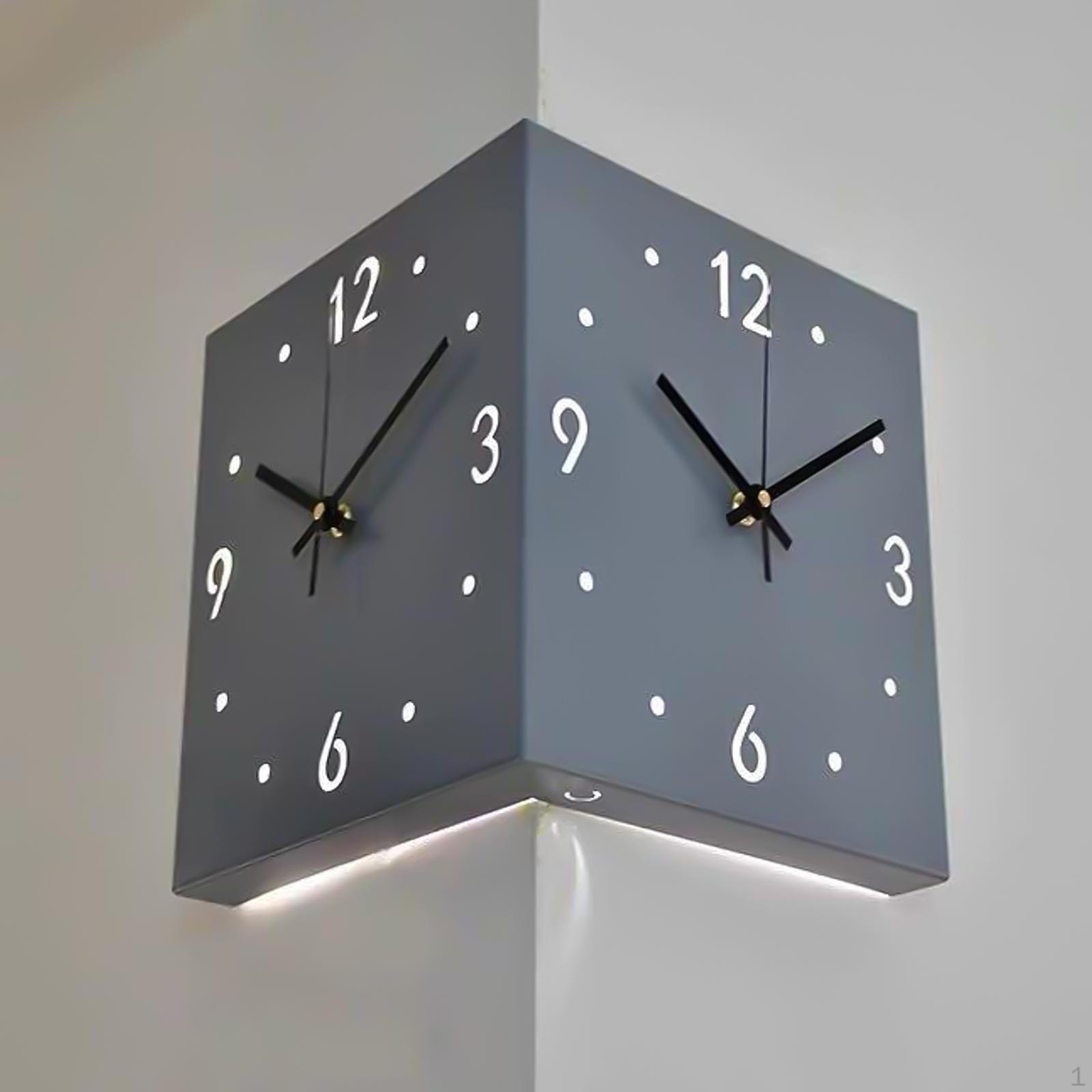 Double Sided Corner Wall Clock Modern with Light Easy to Read Creative Decorative Silent for Dining
Double Sided Corner Wall Clock Modern with Light Easy to Read Creative Decorative Silent for Dining