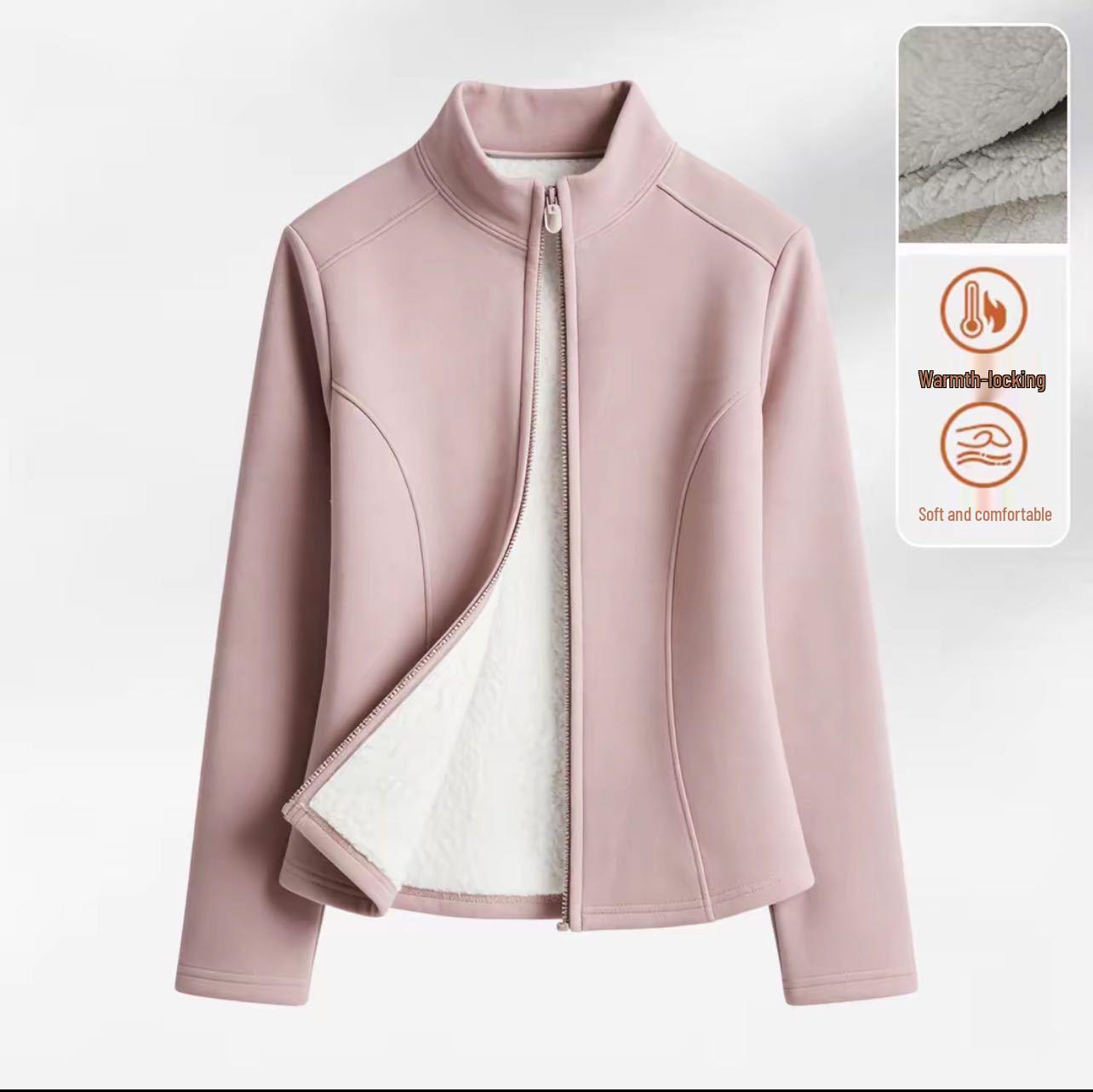 Women s Slim Fit Lambswool Jacket with Invisible Zipper: Thickened Velvet for Warmth, Stand Collar, Ideal for Autumn/Winter. L (50-60 kg) розовый
Women s Slim Fit Lambswool Jacket with Invisible Zipper: Thickened Velvet for Warmth, Stand Collar, Ideal for Autumn/Winter. L (50-60 kg) розовый