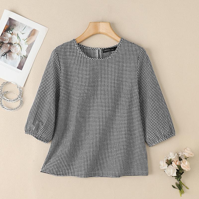 ZANZEA Women Casual Round Neck Loose 3/4 Sleeve Grid Print Blouse M чорний
ZANZEA Women Casual Round Neck Loose 3/4 Sleeve Grid Print Blouse M чорний