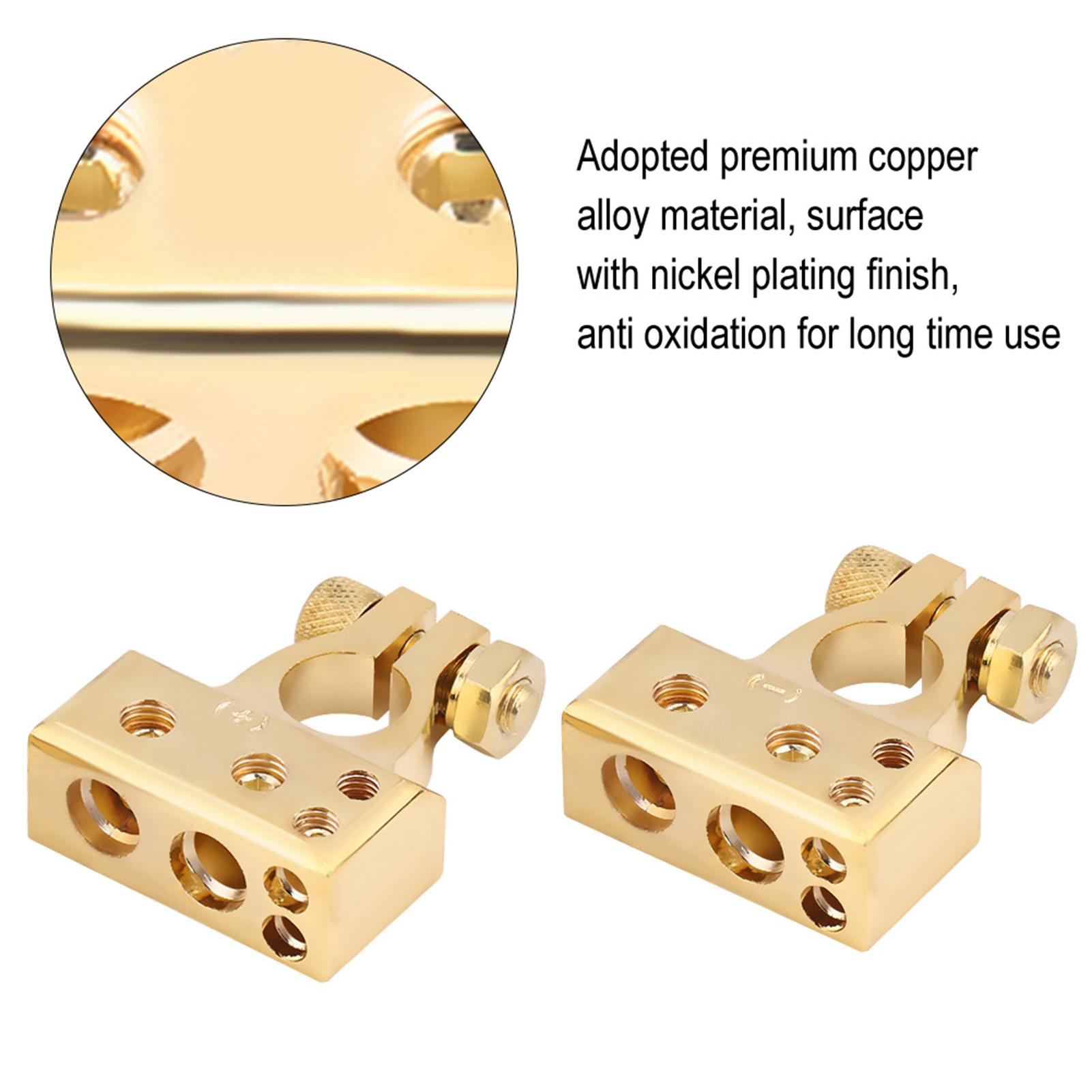 Pair of Car Battery Terminal Positive & Negative Connector Clamp Gold for 0 1 2 4 8 AWG Gauge
Pair of Car Battery Terminal Positive & Negative Connector Clamp Gold for 0 1 2 4 8 AWG Gauge