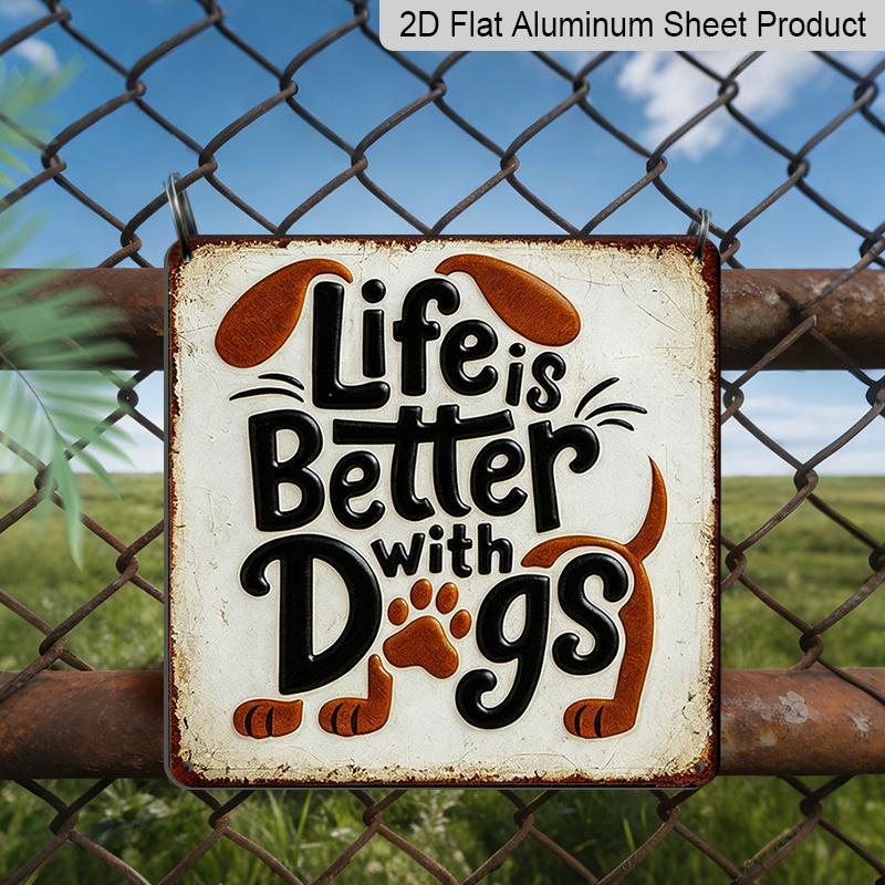 2D Flat - 1pc Vintage Aluminum Metal Sign for Outdoor Wall Decoration, Featuring A Retro Tin Style with A Dog Lover Theme, Stating Life Is Better 20*20cm
2D Flat - 1pc Vintage Aluminum Metal Sign for Outdoor Wall Decoration, Featuring A Retro Tin Style with A Dog Lover Theme, Stating Life Is Better 20*20cm