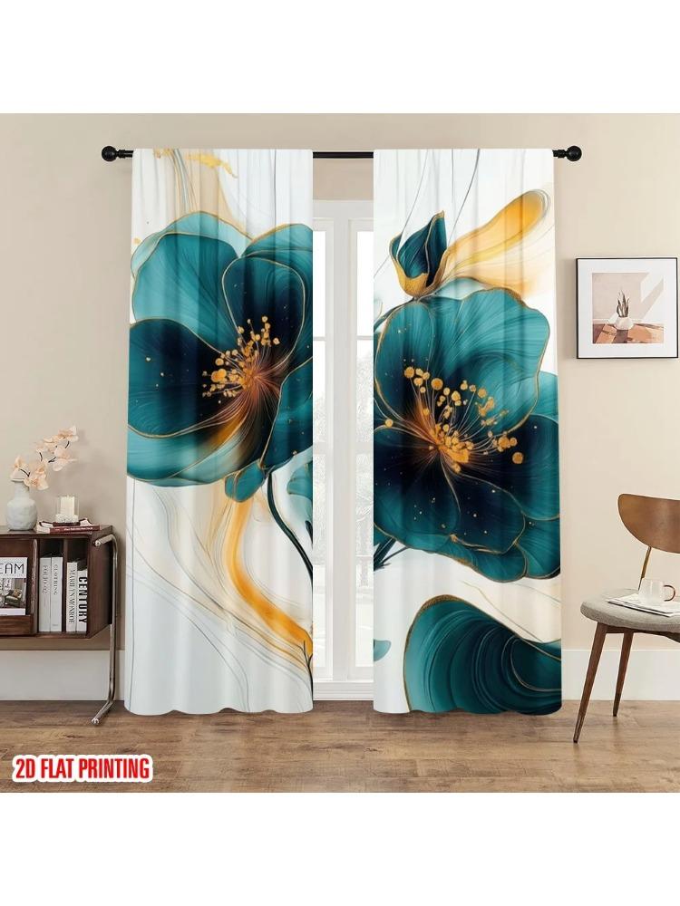 Plane Printing Curtain Popular Turquoise Blossoms Versatile Polyester Without Rod Decorations Inside Ldeal Curtains Made Of W100*H70(CM)-Grommet top&2PCS
Plane Printing Curtain Popular Turquoise Blossoms Versatile Polyester Without Rod Decorations Inside Ldeal Curtains Made Of W100*H70(CM)-Grommet top&2PCS