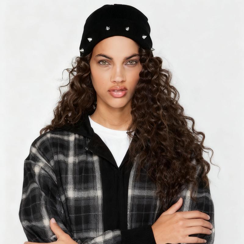 1pc Punk Style Rivet Decorated Beanie Hat,outdoor Y2K Vintage Solid Black Warm Knitt Headwear,suitable for Daily All-Winter Wear One Size чорний
1pc Punk Style Rivet Decorated Beanie Hat,outdoor Y2K Vintage Solid Black Warm Knitt Headwear,suitable for Daily All-Winter Wear One Size чорний
