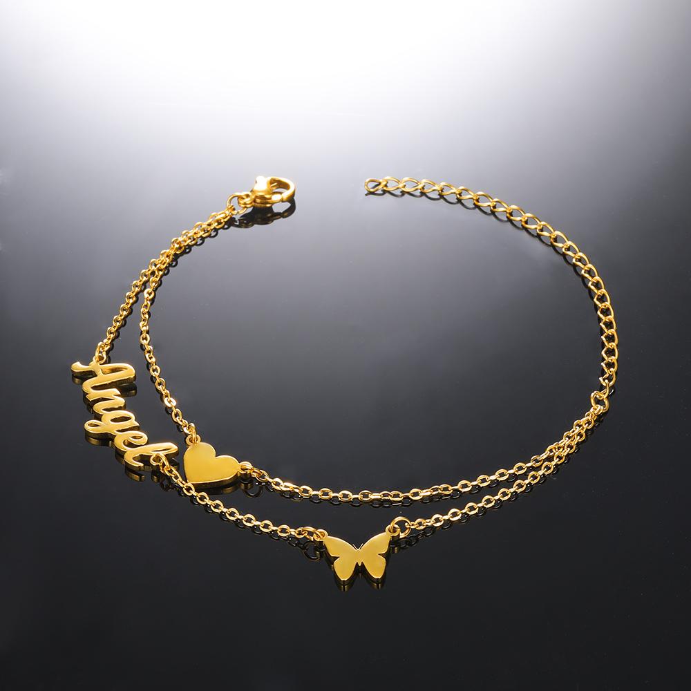 Custom Double Layered Name Bracelet Jewelry Stainless Steel Heart Butterfly Hand Chain Bracelets For Women Birthday
Custom Double Layered Name Bracelet Jewelry Stainless Steel Heart Butterfly Hand Chain Bracelets For Women Birthday
