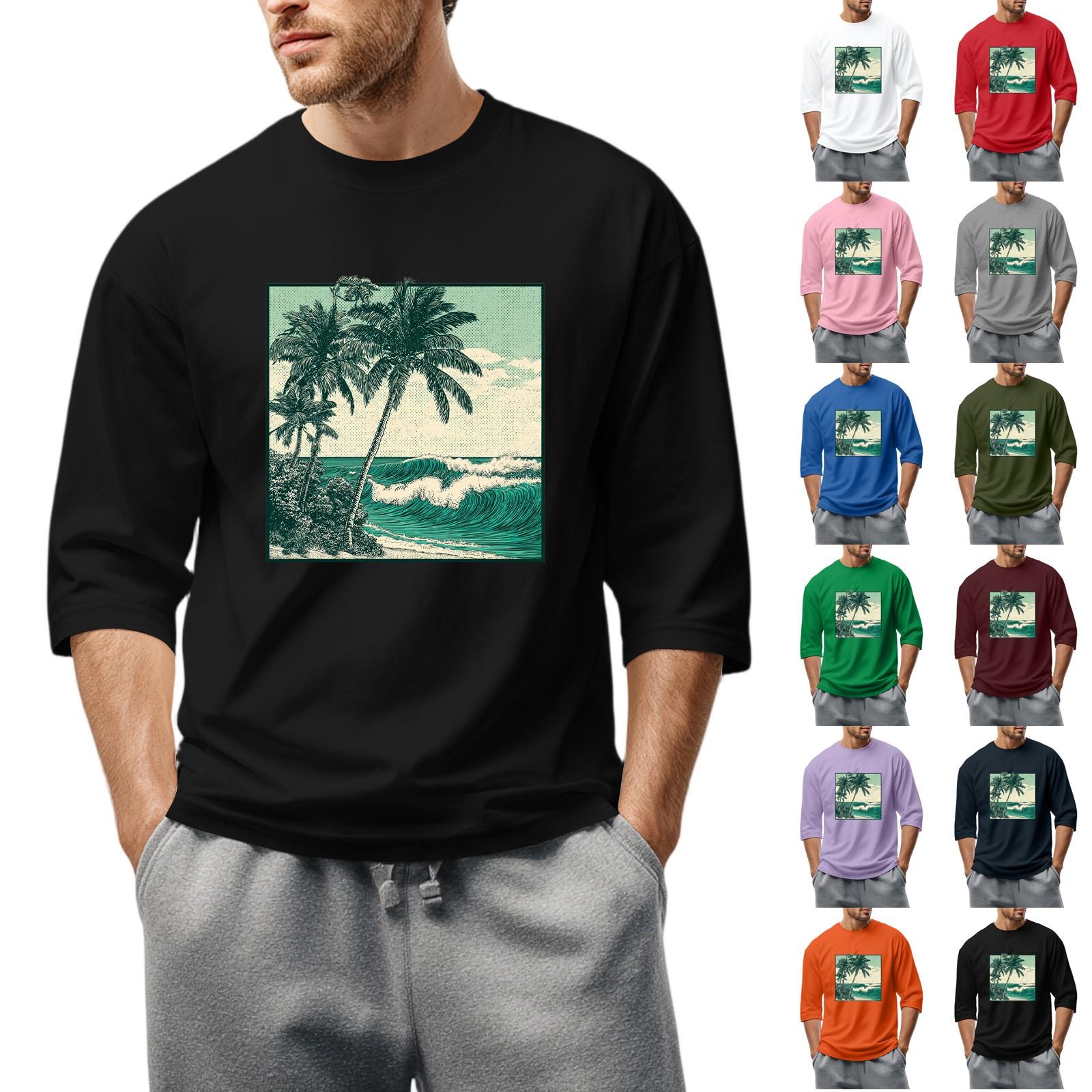 Men S Round Neck Three-Quarters Sleeve Top Casual Fashion T-Shirt L армія зелений колір
Men S Round Neck Three-Quarters Sleeve Top Casual Fashion T-Shirt L армія зелений колір