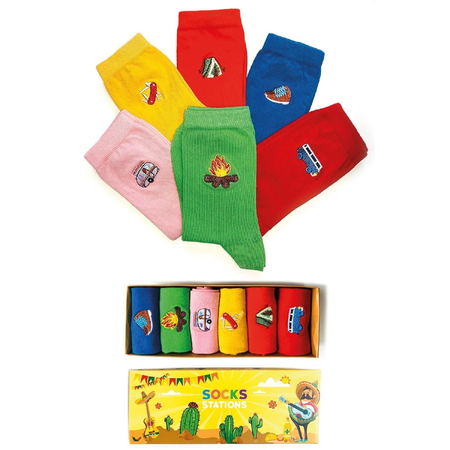 Box Of 6 Camping Embroidered Colorful Socks 37-43 аеро
Box Of 6 Camping Embroidered Colorful Socks 37-43 аеро