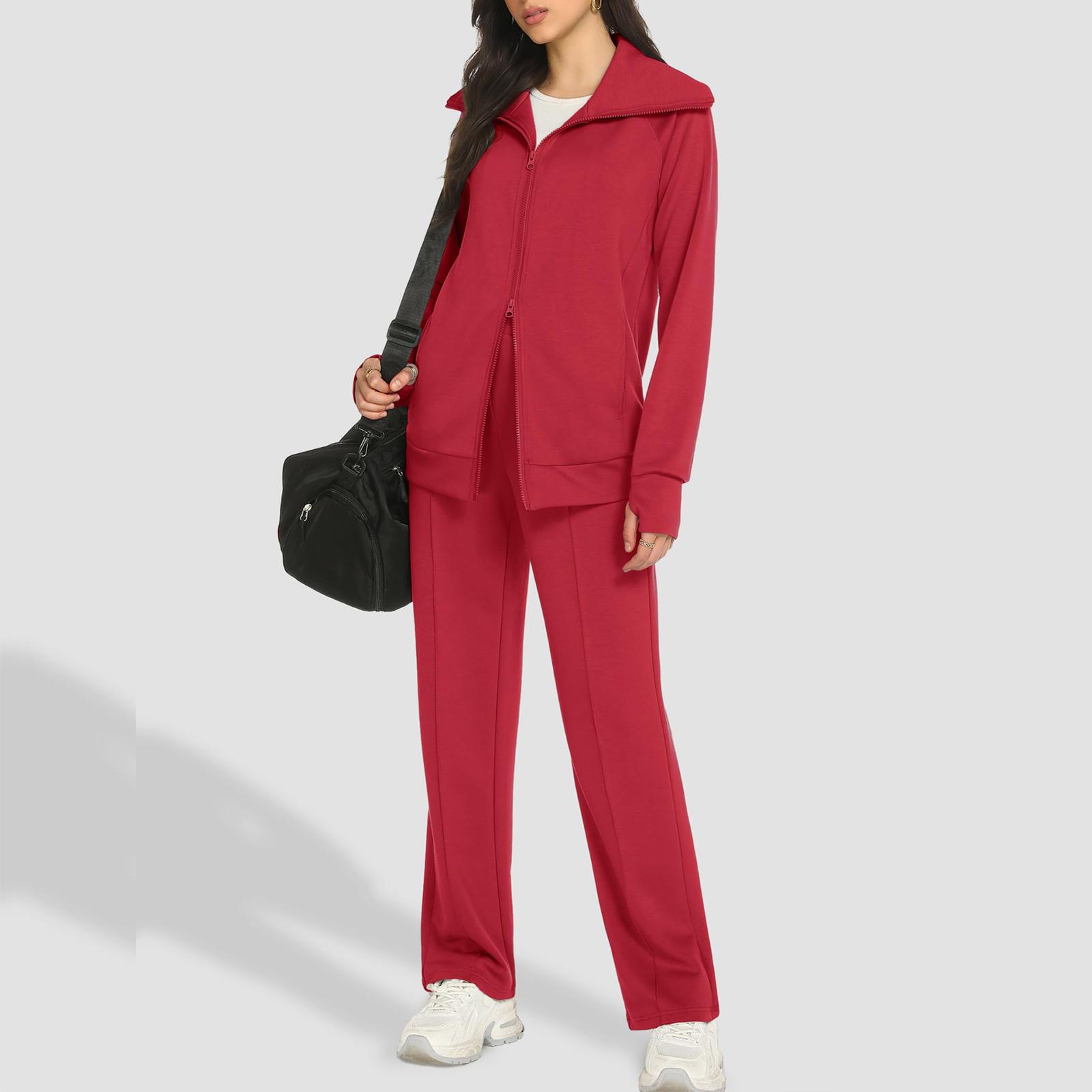 Женская мода V-образный вырез однотонный длинный рукав двойная молния лацкан куртка широкие брюки толстовка длинные брюки комплект XXL красный
Женская мода V-образный вырез однотонный длинный рукав двойная молния лацкан куртка широкие брюки толстовка длинные брюки комплект XXL красный