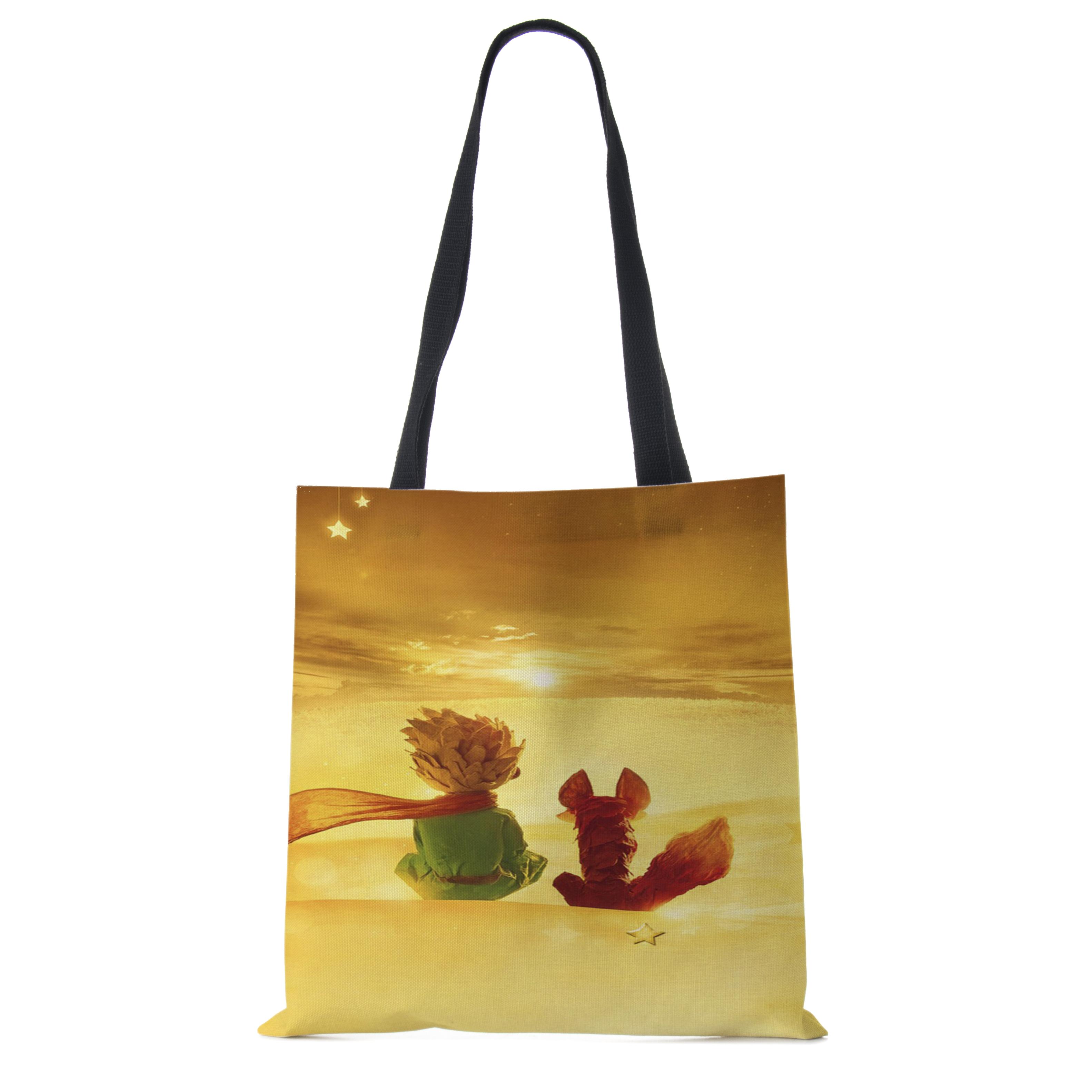 Классический мультфильм Le Petit Prince с принтом лисы и розы, женские сумки, женская повседневная сумка для отдыха, сумка через плечо, эко-сумки для покупок на открытом воздухе
Классический мультфильм Le Petit Prince с принтом лисы и розы, женские сумки, женская повседневная сумка для отдыха, сумка через плечо, эко-сумки для покупок на открытом воздухе