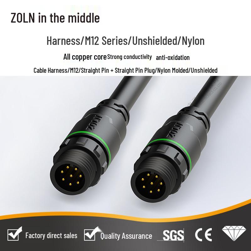 Zhonglian M12 Waterproof Power Cord Integrated High-Speed Transmission Connector 2-pin Male Plug/1m
Zhonglian M12 Waterproof Power Cord Integrated High-Speed Transmission Connector 2-pin Male Plug/1m