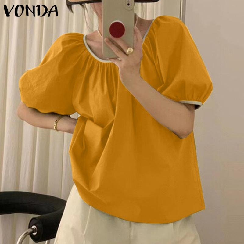 VONDA женская летняя короткая однотонная блузка с круглым вырезом, коротким рукавом и бантом
VONDA женская летняя короткая однотонная блузка с круглым вырезом, коротким рукавом и бантом