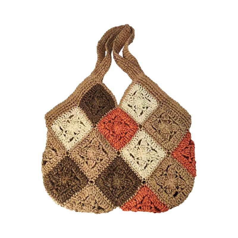 Casual Straw Paper Diamond Pattern Knitted Bag Large Capacity Color Blocking Crochet Bag Underarm Bag Women Vacation Beach Bag
Casual Straw Paper Diamond Pattern Knitted Bag Large Capacity Color Blocking Crochet Bag Underarm Bag Women Vacation Beach Bag