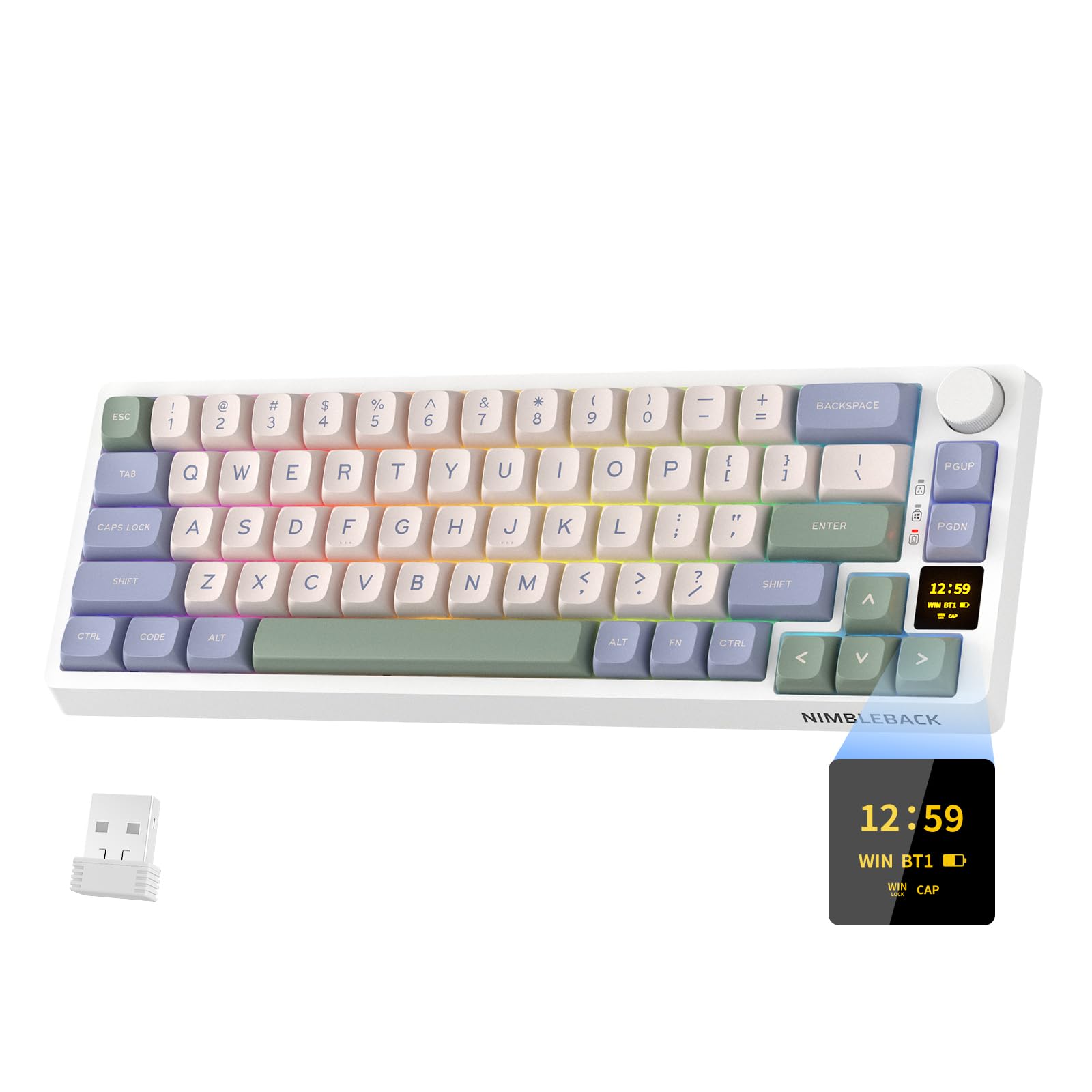 LTC Nimbleback NB682 PRO 65% Wireless Mechanical Keyboard with Display Screen and Knobs, 2.4GBTUSB-C Wired RGB 68 Key Gaming Keyboard, 3-Layer
LTC Nimbleback NB682 PRO 65% Wireless Mechanical Keyboard with Display Screen and Knobs, 2.4GBTUSB-C Wired RGB 68 Key Gaming Keyboard, 3-Layer