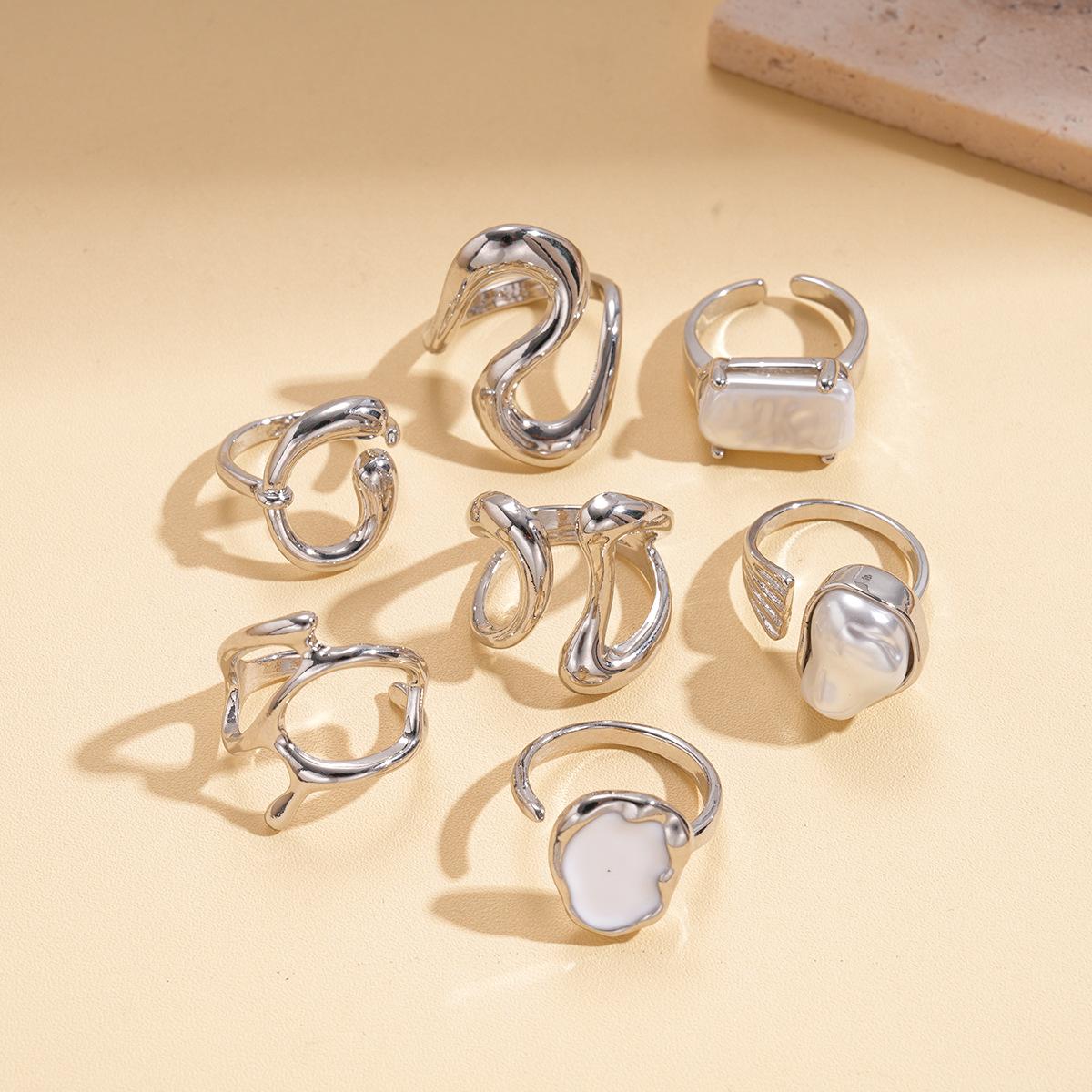 Seven-piece imitation pearl dripping oil irregular geometric opening ring ins jewelry
Seven-piece imitation pearl dripping oil irregular geometric opening ring ins jewelry