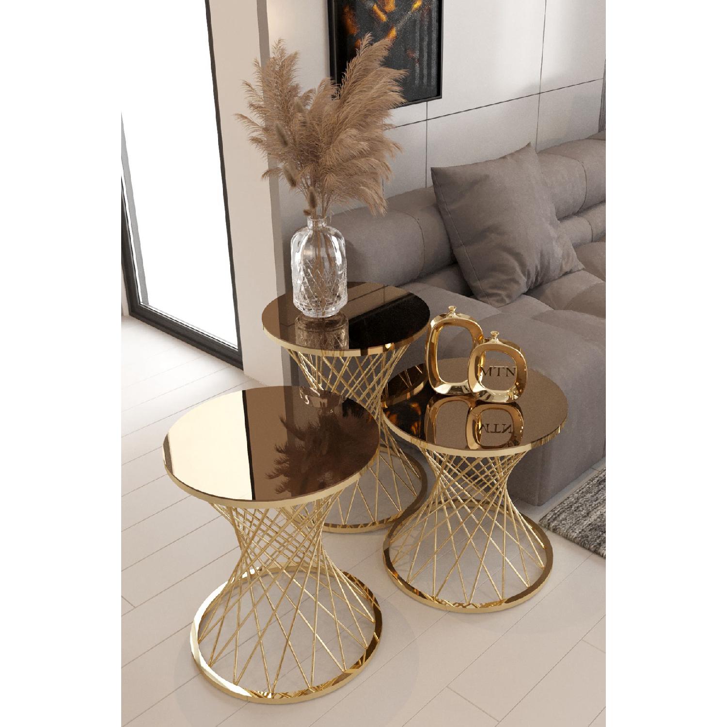 Журнальный столик Nesting с 3 горшками, позолоченная бронза