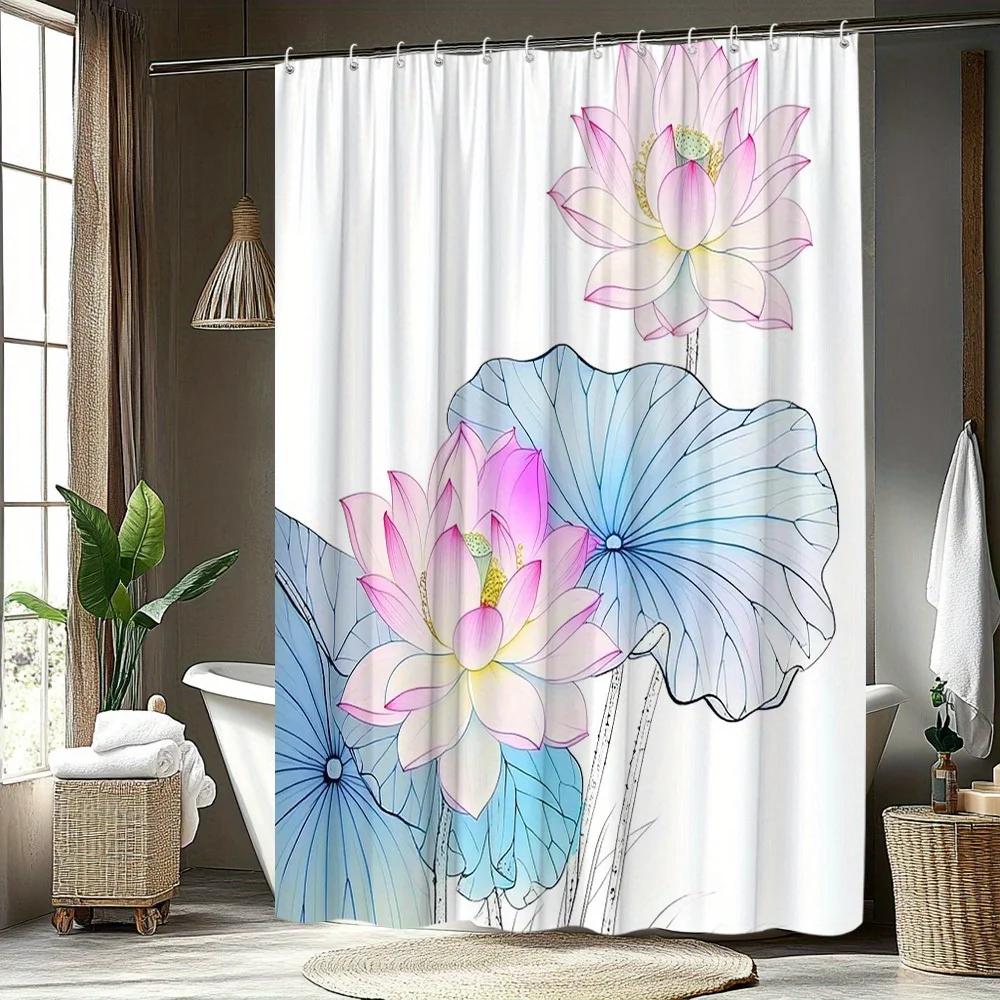 1Pc For Lotus Theme Shower Curtain - Exquisite Floral Pattern With Pink, Blue, Green & Yellow For Lotus Flowers, Polyester Fabri W60H190(CM)-1 Pcs
1Pc For Lotus Theme Shower Curtain - Exquisite Floral Pattern With Pink, Blue, Green & Yellow For Lotus Flowers, Polyester Fabri W60H190(CM)-1 Pcs