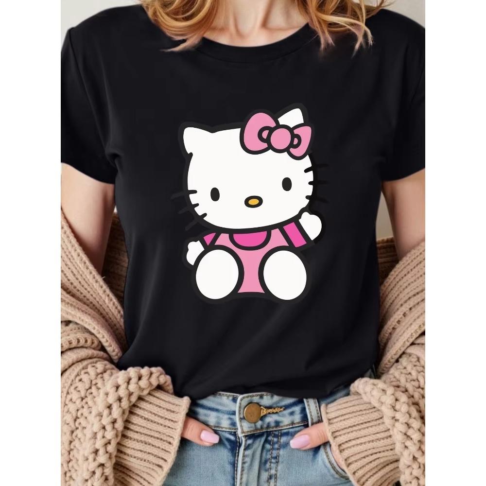 New Fashionable Summer Women Hello Kitty Pattern Casual Loose Round Neck Short Tshirt Cotton Shirt Top Plus Size Soft S
New Fashionable Summer Women Hello Kitty Pattern Casual Loose Round Neck Short Tshirt Cotton Shirt Top Plus Size Soft S