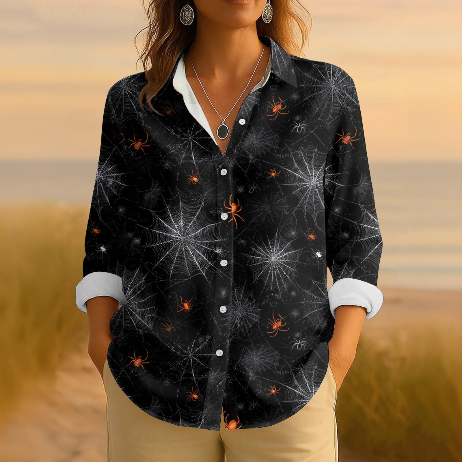 Женская ретро рубашка с принтом на Хэллоуин, на пуговицах, с длинным рукавом, повседневная, с обычным воротником M чёрный
Женская ретро рубашка с принтом на Хэллоуин, на пуговицах, с длинным рукавом, повседневная, с обычным воротником M чёрный