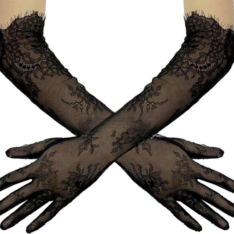 Bridal Gloves With Delicate Lace Design Extended Arm Coverage Perfect For Church Outdoor Ceremonies чорний
Bridal Gloves With Delicate Lace Design Extended Arm Coverage Perfect For Church Outdoor Ceremonies чорний
