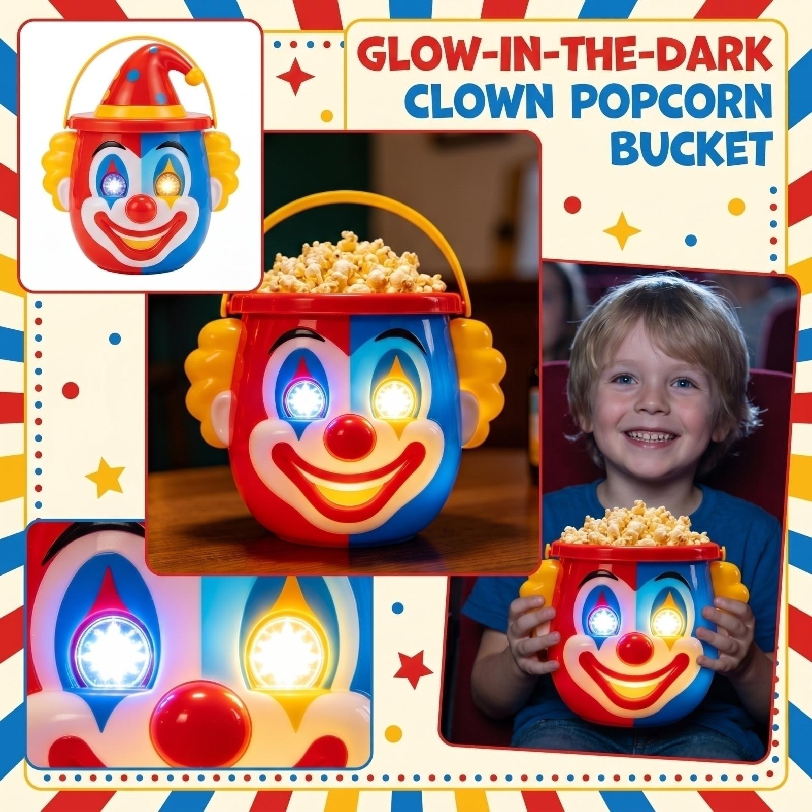 Novelty Clown Shaped Popcorn Bucket with Illuminated Eyes and Handle for Easy Carrying Suitable for Themed Events and Parties One Size
Novelty Clown Shaped Popcorn Bucket with Illuminated Eyes and Handle for Easy Carrying Suitable for Themed Events and Parties One Size