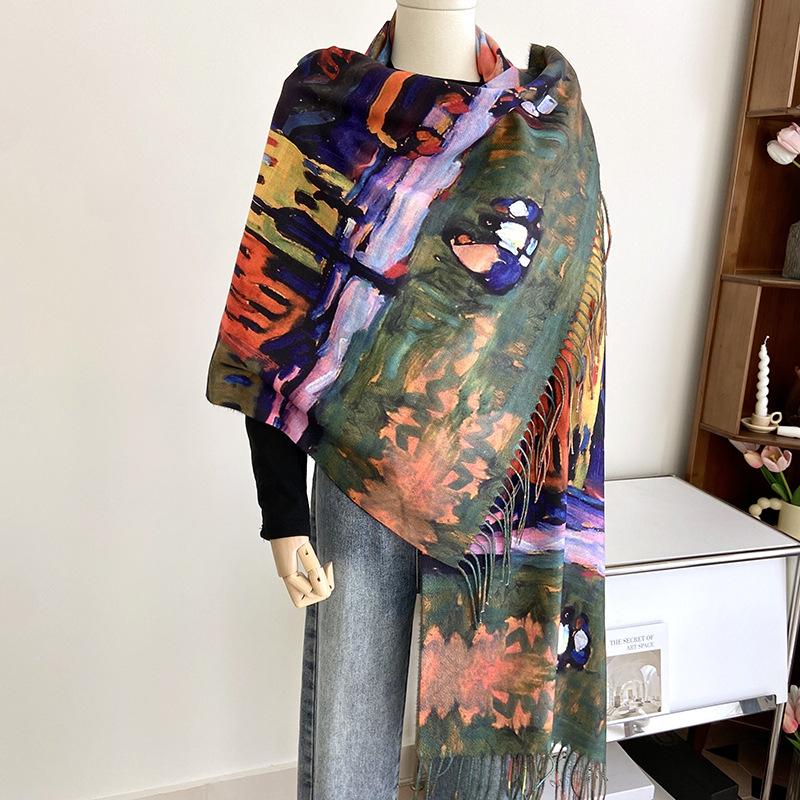 Женский шарф из искусственного кашемира, двусторонняя шаль с кисточками и цифровой печатью, зимний теплый шарф, длинный шарф в стиле ретро 180 * 68cm
Женский шарф из искусственного кашемира, двусторонняя шаль с кисточками и цифровой печатью, зимний теплый шарф, длинный шарф в стиле ретро 180 * 68cm