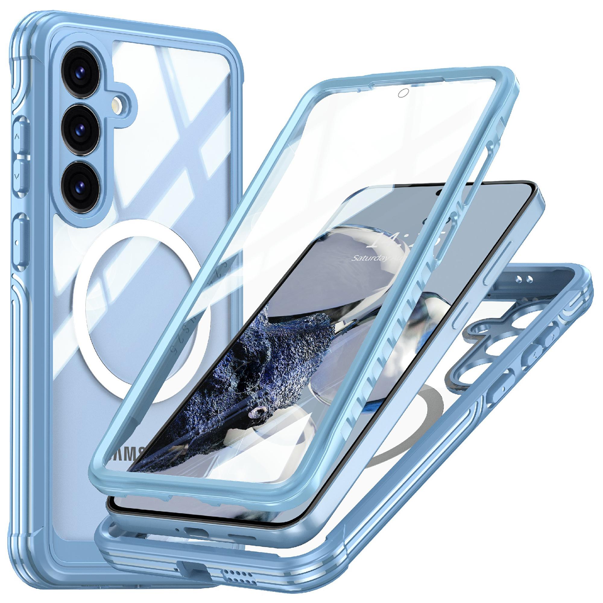 For Samsung Galaxy S25 Magnetic Case PC+TPU Phone Cover with Tempered Glass Screen Film Blue
For Samsung Galaxy S25 Magnetic Case PC+TPU Phone Cover with Tempered Glass Screen Film Blue