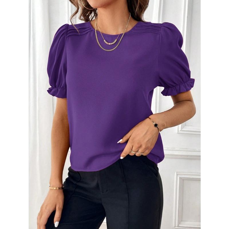Summer Crew Neck Short Sleeve Women Blouse Loose New Fashion Pleated Shirt Casual Simple Top Solid Color Female Streetwear Simple Office T-shirts XXL фіолетовий
Summer Crew Neck Short Sleeve Women Blouse Loose New Fashion Pleated Shirt Casual Simple Top Solid Color Female Streetwear Simple Office T-shirts XXL фіолетовий