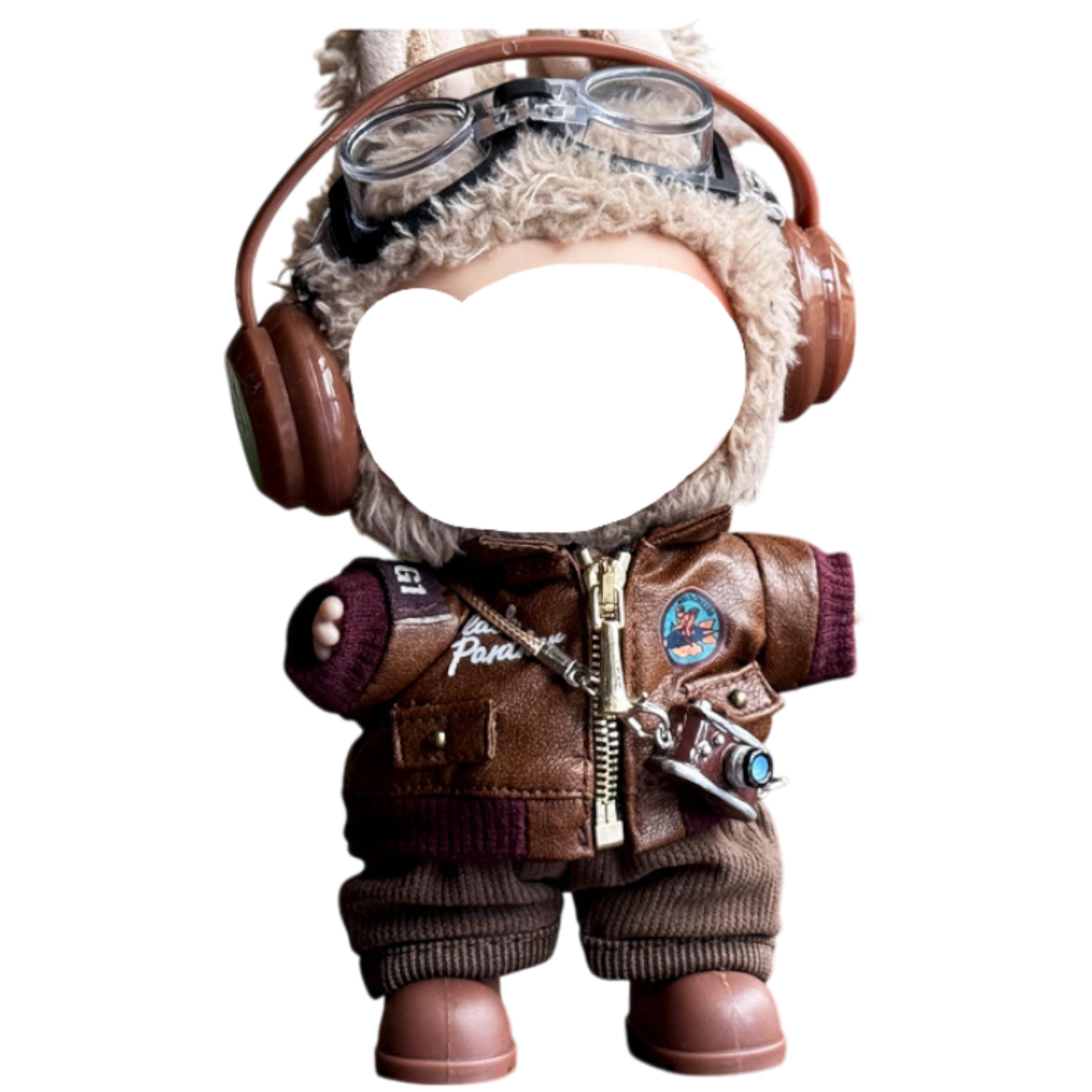AXLUCE Plush Toy Clothing Set (16cm): Leather Jacket, Pants, Shoes, Headphones, Goggles (Brown)
AXLUCE Plush Toy Clothing Set (16cm): Leather Jacket, Pants, Shoes, Headphones, Goggles (Brown)