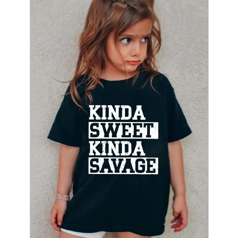 European sizes Kinda Sweet Kinda Savage Girls Graphic Tee - Black Casual Crew Neck Short Sleeve Tee, Perfect for Summer Outdoor 164cm чорний
European sizes Kinda Sweet Kinda Savage Girls Graphic Tee - Black Casual Crew Neck Short Sleeve Tee, Perfect for Summer Outdoor 164cm чорний