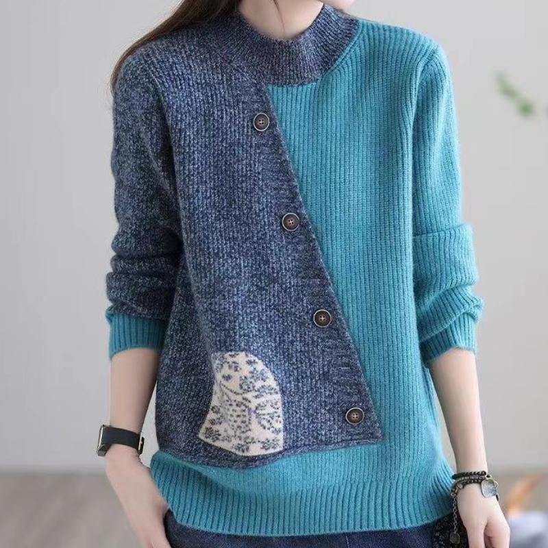 Художній светр у стилі ретро, жіночий осінньо-зимовий напіввисокий комір, вільний великий розмір, толстовка з круглим коміром і контрастним кольором, з довгим рукавом. 2XL
Художній светр у стилі ретро, жіночий осінньо-зимовий напіввисокий комір, вільний великий розмір, толстовка з круглим коміром і контрастним кольором, з довгим рукавом. 2XL