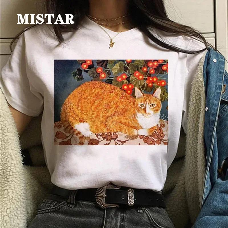 Tshirts Women Cat Oil Painting Printed Funny Graphic Tee Shirt Summer Short Sleeve Casual White Tops Harajuku Clothing 4XL
Tshirts Women Cat Oil Painting Printed Funny Graphic Tee Shirt Summer Short Sleeve Casual White Tops Harajuku Clothing 4XL