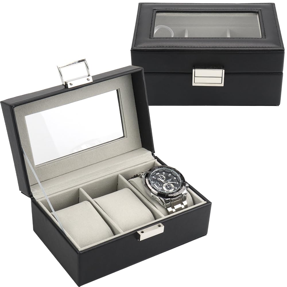 Watch Storage Case, Collection Preservation, Display, Transparent Design, Gift (Black, Holds 3 Watches)
Watch Storage Case, Collection Preservation, Display, Transparent Design, Gift (Black, Holds 3 Watches)