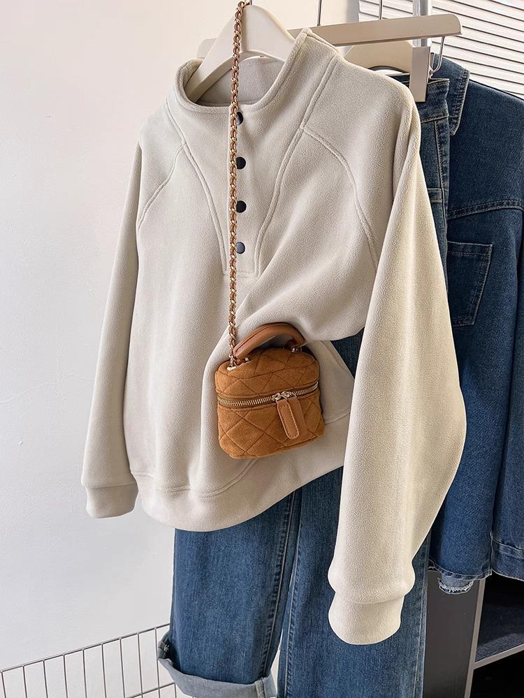 Женский утолщенный пуловер из австралийского флиса - Воротник-стойка, однобортный, свободный крой для осени и зимы XL
Женский утолщенный пуловер из австралийского флиса - Воротник-стойка, однобортный, свободный крой для осени и зимы XL