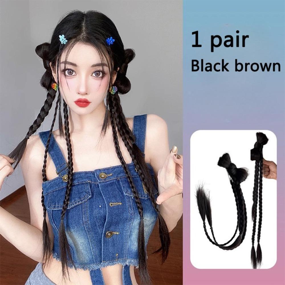 2pcs Brown Bow Braid Ponytail Long Double Braid Cool Braided Hair Hairpin Spicy Girl Brown black
2pcs Brown Bow Braid Ponytail Long Double Braid Cool Braided Hair Hairpin Spicy Girl Brown black