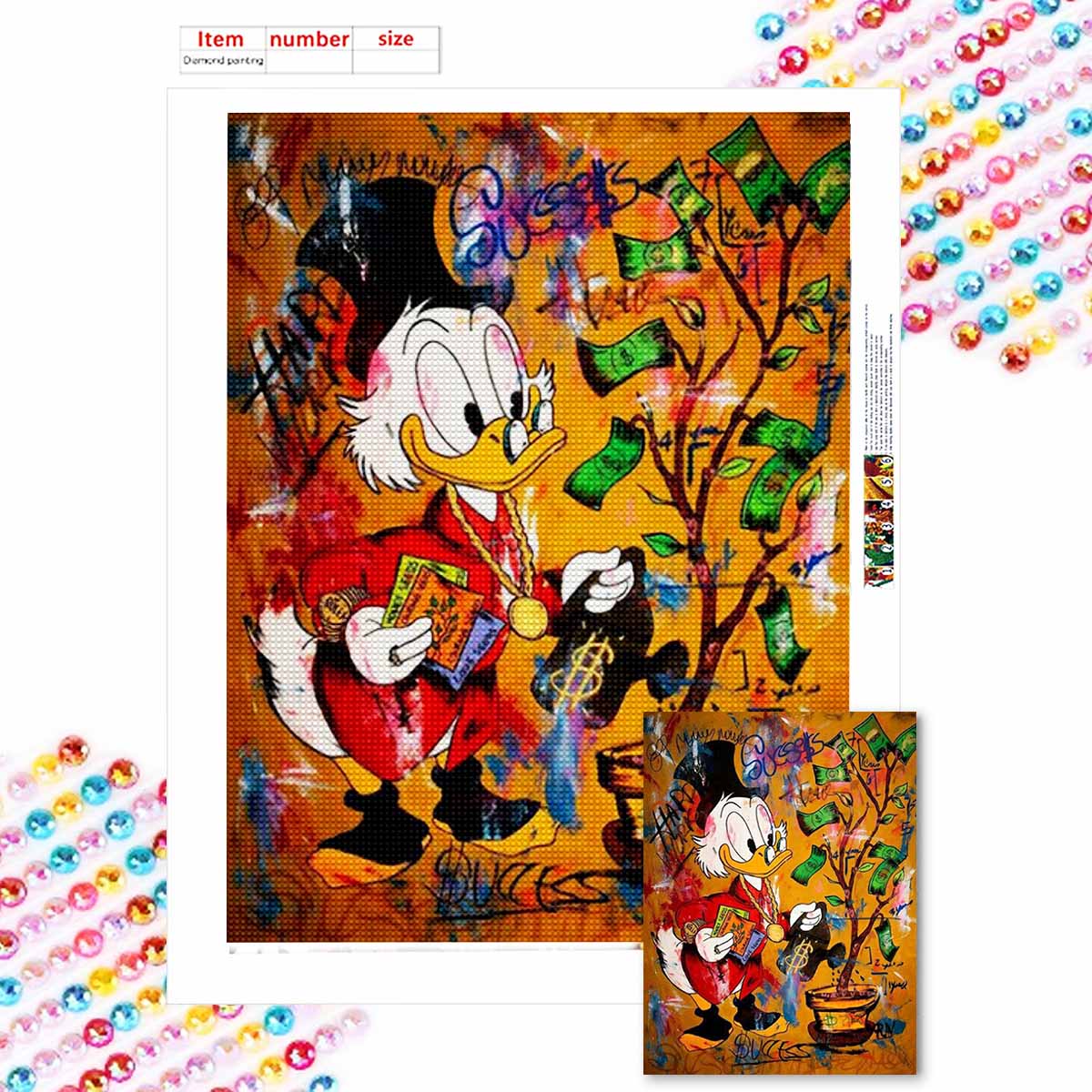 Наборы для алмазной живописи 5D DIY для взрослых, Дональд Дак считает деньги, наборы с полными круглыми кристаллами для начинающих для украшения стен дома Round 20x30cm
Наборы для алмазной живописи 5D DIY для взрослых, Дональд Дак считает деньги, наборы с полными круглыми кристаллами для начинающих для украшения стен дома Round 20x30cm