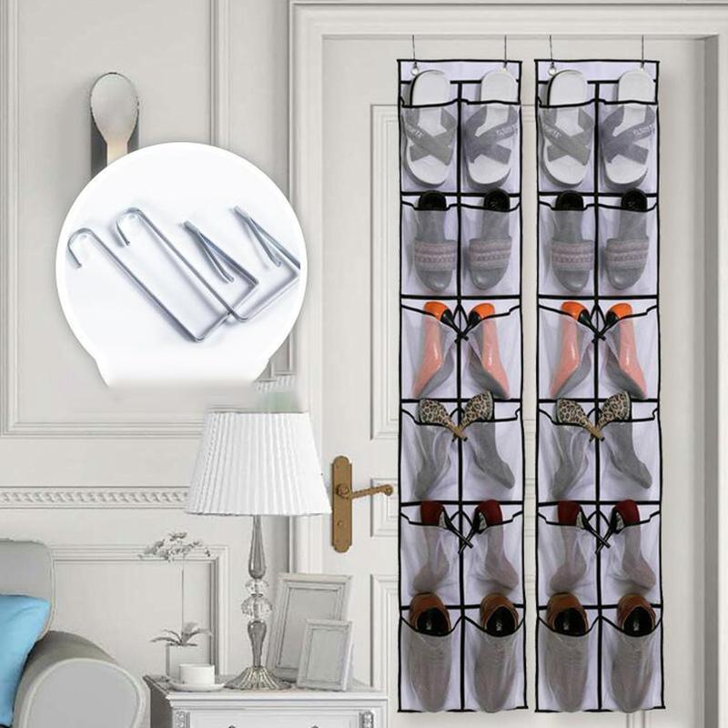 12 Pockets Over Door Shoes Organizer Non-Woven Transparent PVC Shoes Hanging Storage Bag White
12 Pockets Over Door Shoes Organizer Non-Woven Transparent PVC Shoes Hanging Storage Bag White
