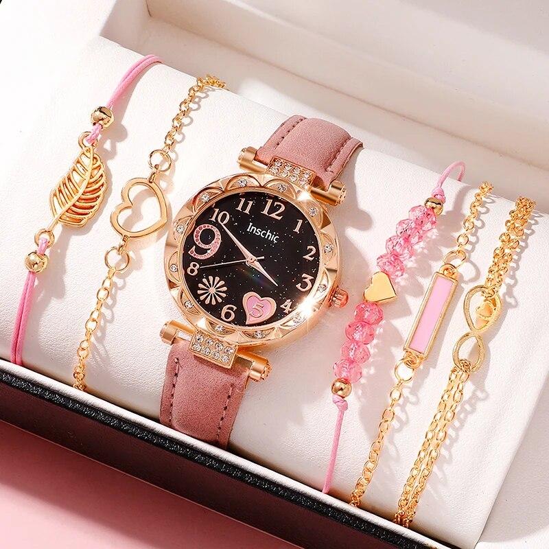 Women s Fashion Quartz Watch Luxury Pink Leather Band Analog WristWatch Ladies Watch Women Dress Bracelet Set Reloj Mujer Clock розовый
Women s Fashion Quartz Watch Luxury Pink Leather Band Analog WristWatch Ladies Watch Women Dress Bracelet Set Reloj Mujer Clock розовый