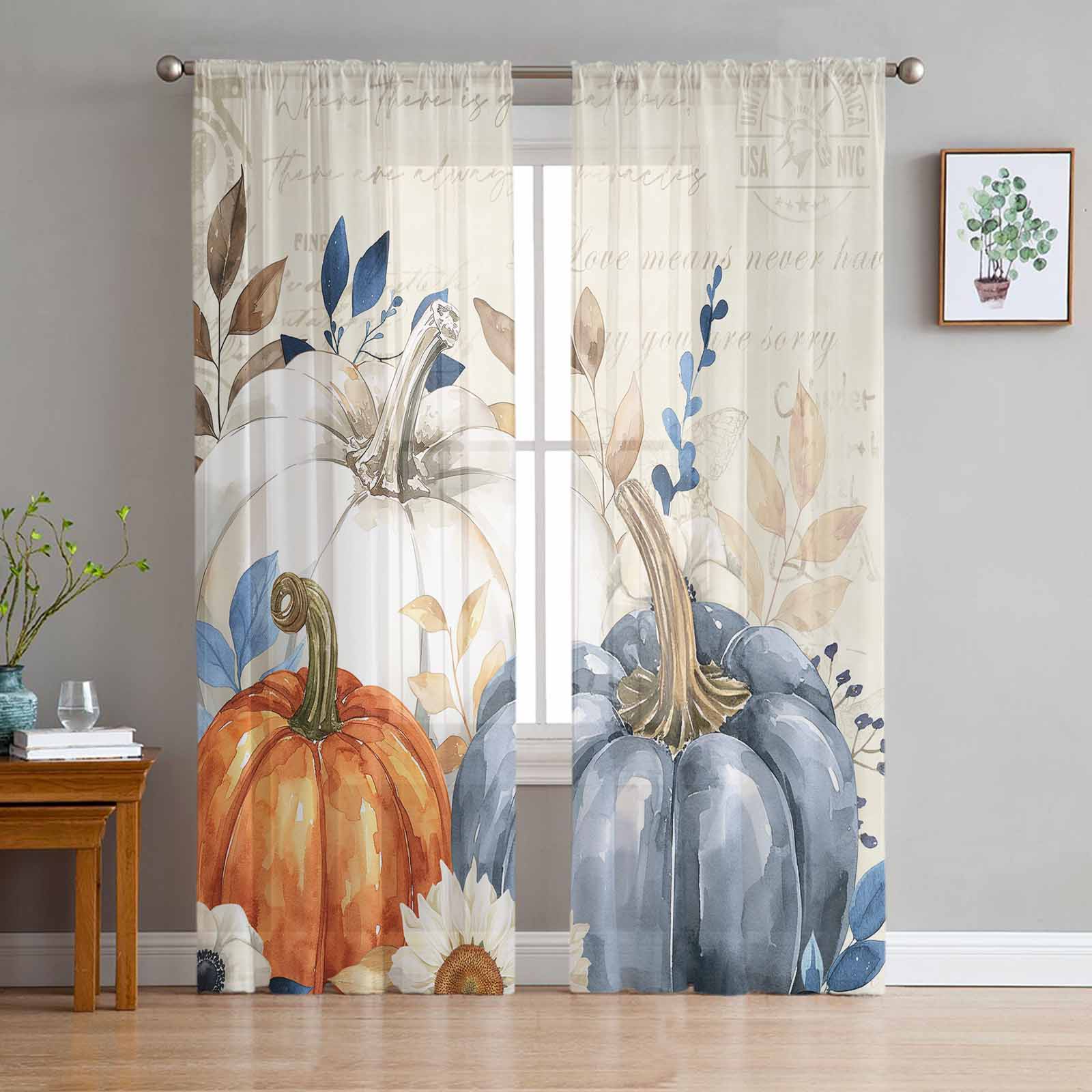 Thanksgiving Autumn Leaf Pumpkin Sheer Curtains for Kids Bedroom Living Room Voile Window Curtains Tulle Drapes W135 x H114cm
Thanksgiving Autumn Leaf Pumpkin Sheer Curtains for Kids Bedroom Living Room Voile Window Curtains Tulle Drapes W135 x H114cm