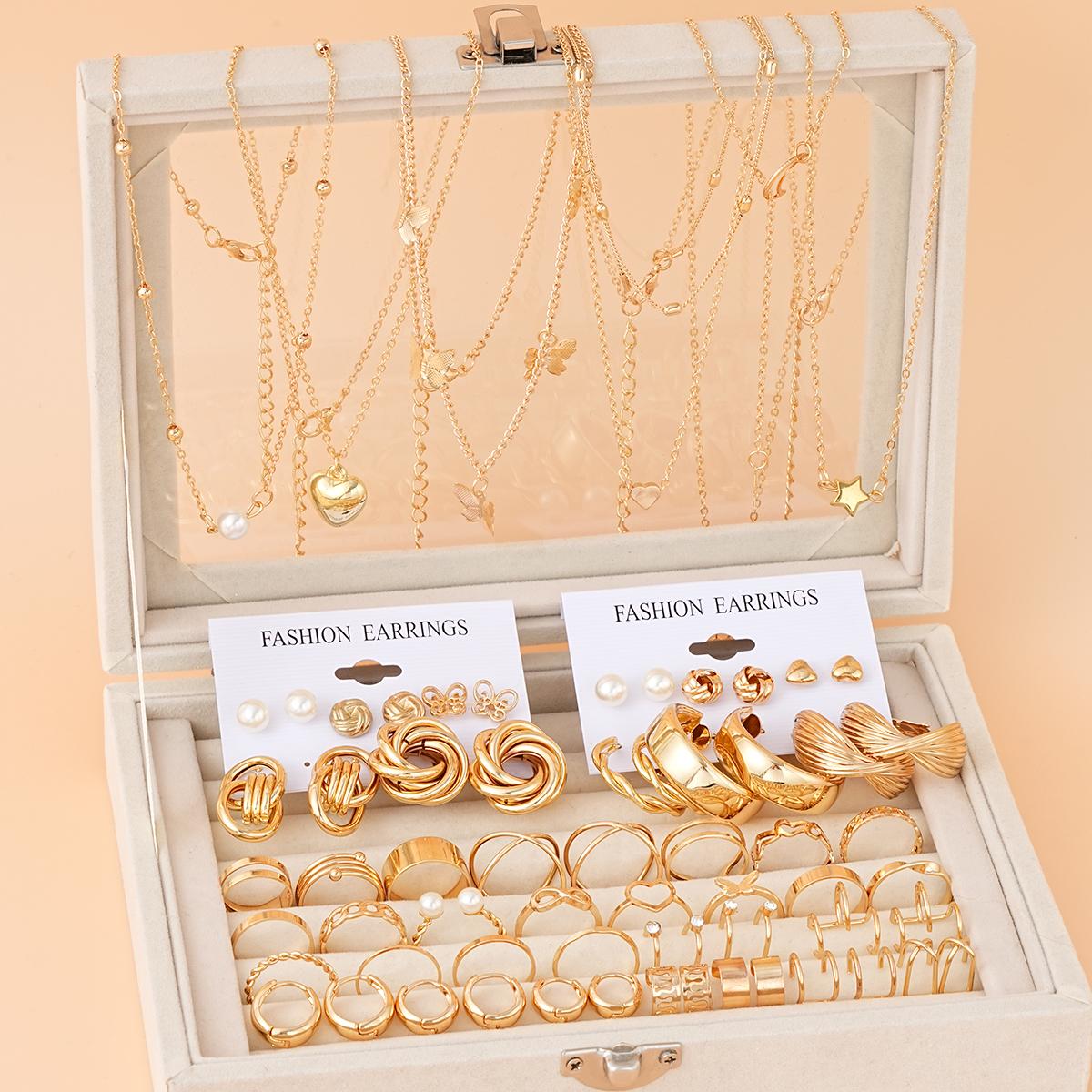 68 Pcs Boho Chic Jewelry Set Vintage Heart Pearl Zircon Butterfly Pendant Earrings Ring Necklace For Women Daily Wear Gifts 2024
68 Pcs Boho Chic Jewelry Set Vintage Heart Pearl Zircon Butterfly Pendant Earrings Ring Necklace For Women Daily Wear Gifts 2024