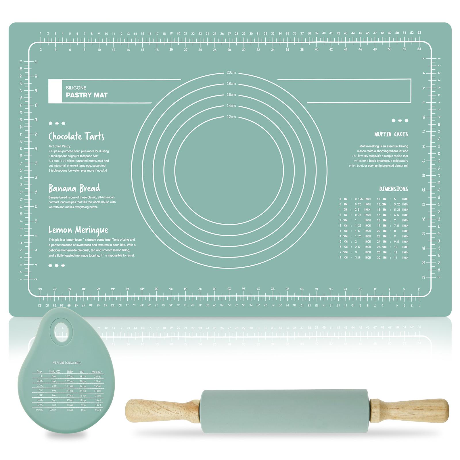 Silicone Baking Mat Set with Rolling Pin and Dough Scraper Heat Resistant Silicone Pastry Pad Nonstick Rectangular Cookie Mat зелёный
Silicone Baking Mat Set with Rolling Pin and Dough Scraper Heat Resistant Silicone Pastry Pad Nonstick Rectangular Cookie Mat зелёный