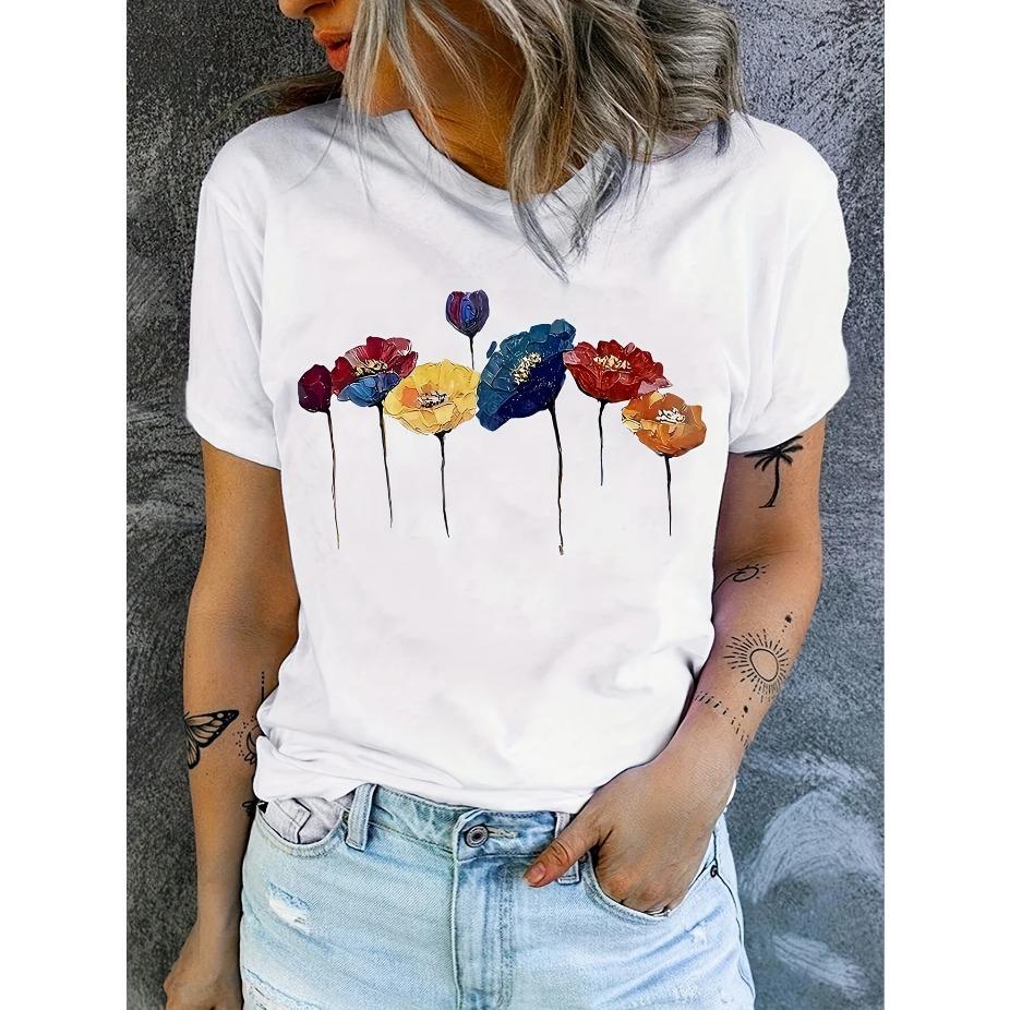 Women s Floral & Butterfly Print Casual T-Shirt - Short Sleeve Round Neck Breathable for All-Season Wear, Ladies T Shirts XS
Women s Floral & Butterfly Print Casual T-Shirt - Short Sleeve Round Neck Breathable for All-Season Wear, Ladies T Shirts XS
