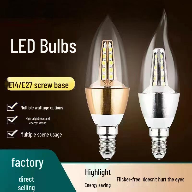 Crystal Chandelier LED Candle Bulb, Energy-Saving, E14/E27 Base, 5W-12W, Pointed Tip E27 Large Screw Gold Tail
Crystal Chandelier LED Candle Bulb, Energy-Saving, E14/E27 Base, 5W-12W, Pointed Tip E27 Large Screw Gold Tail