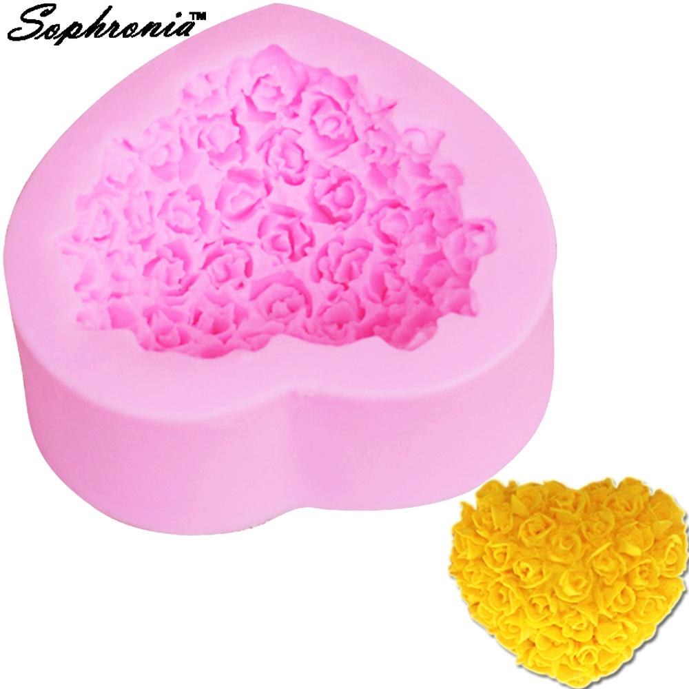 Силиконовые формы сердце любовь роза форма цветок помадка торт шоколадные формы украшения выпечки инструменты