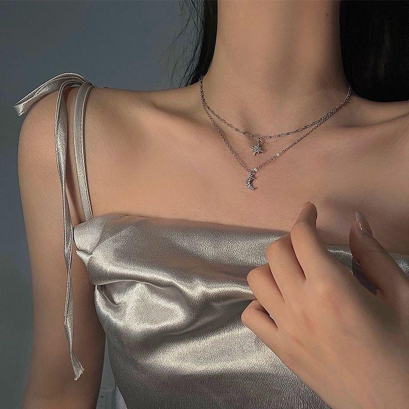 Stylish Moon Star Double Layer Necklace Premium Quality Alloy Jewelry For Chic Women
Stylish Moon Star Double Layer Necklace Premium Quality Alloy Jewelry For Chic Women